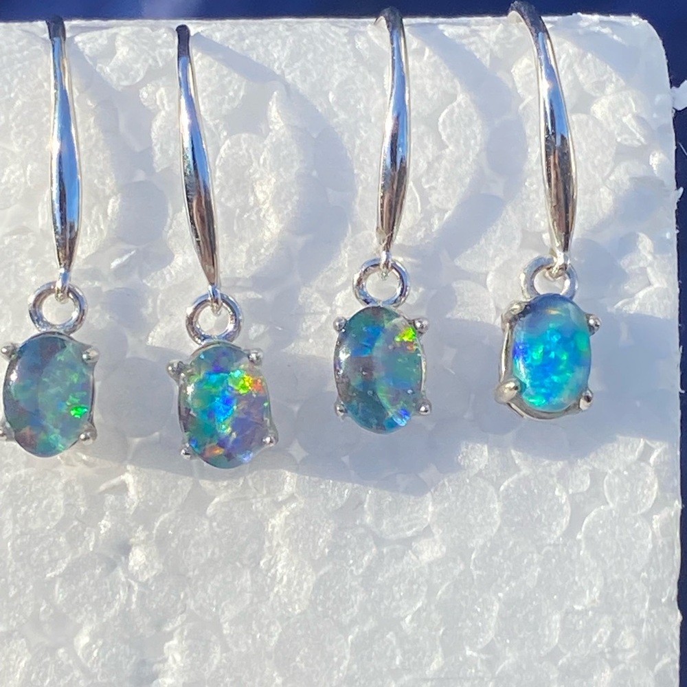 Elegant sterling Silver Australian Opal Earrings